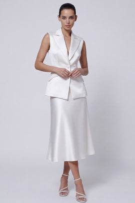 Ivory Midi 2 Piece Peak Lapel Single Breasted Business Suits