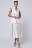 Ivory Midi 2 Piece Peak Lapel Single Breasted Business Suits