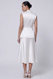 Ivory Midi 2 Piece Peak Lapel Single Breasted Business Suits