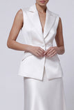 Ivory Midi 2 Piece Peak Lapel Single Breasted Business Suits