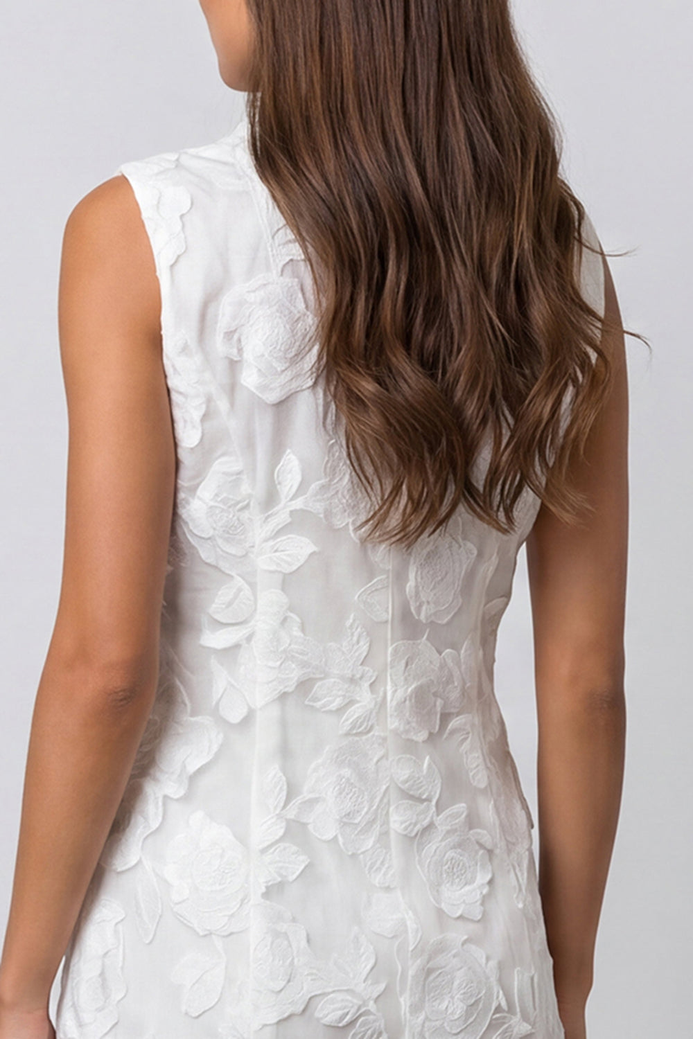 Floral Short Ivory Double Breasted Shawl Lapel Work Dress with Ruffles