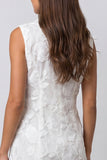 Floral Short Ivory Double Breasted Shawl Lapel Work Dress with Ruffles