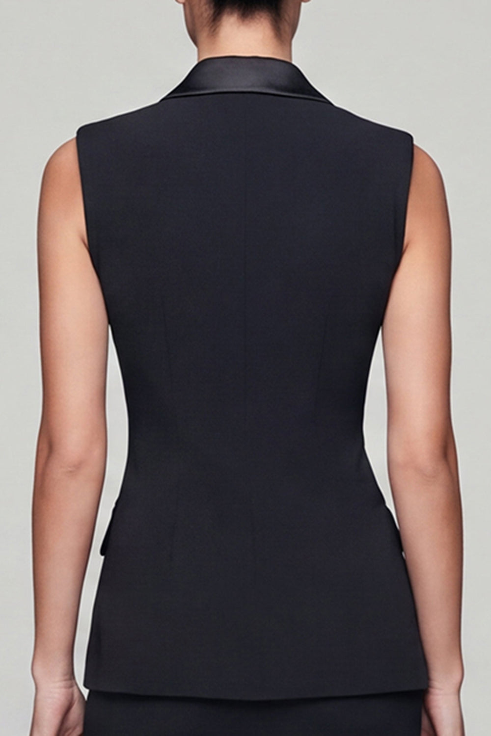 Black Short 2 Piece Double Breasted Peak Lapel Work Dress