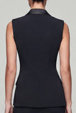 Black Short 2 Piece Double Breasted Peak Lapel Work Dress