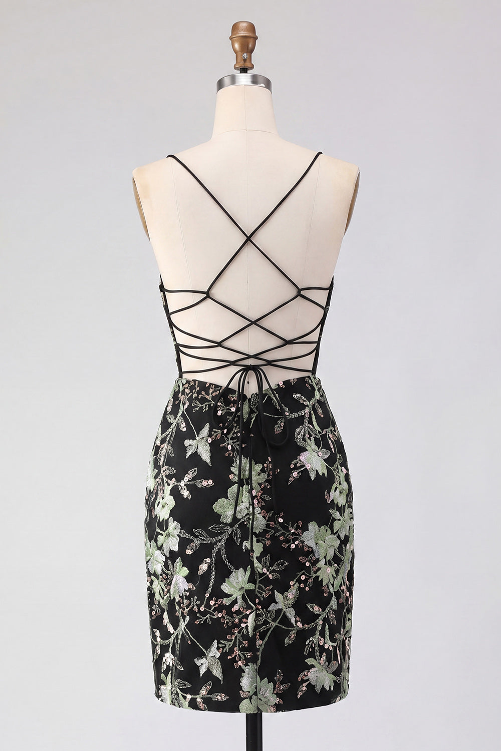 Sparkly Pink Floral Corset Tight Short Beaded Spaghetti Straps Homecoming Dress