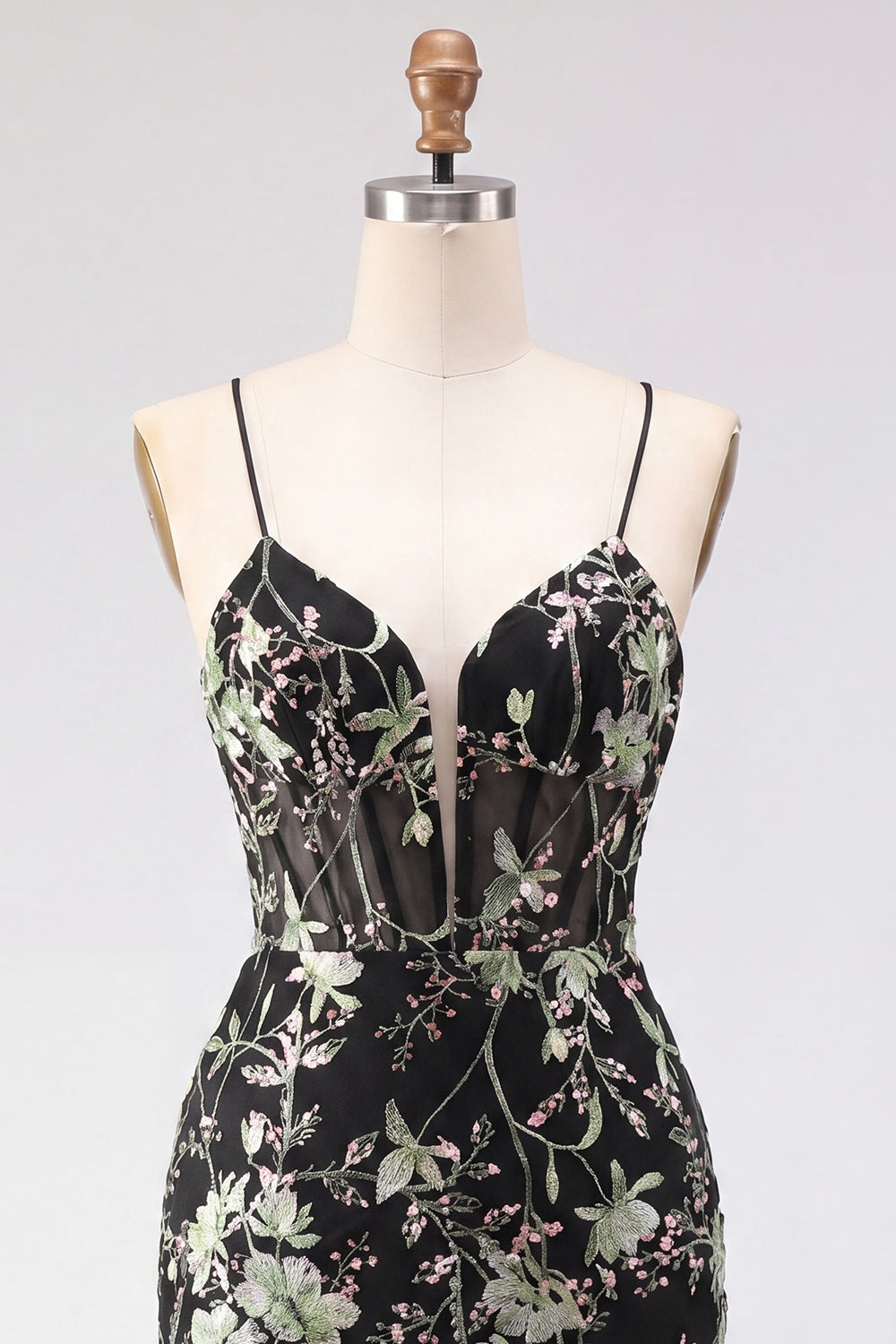 Sparkly Pink Floral Corset Tight Short Beaded Spaghetti Straps Homecoming Dress