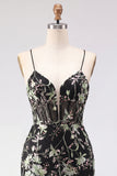 Sparkly Pink Floral Corset Tight Short Beaded Spaghetti Straps Homecoming Dress