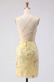 Sparkly Pink Floral Corset Tight Short Beaded Spaghetti Straps Homecoming Dress
