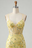 Sparkly Pink Floral Corset Tight Short Beaded Spaghetti Straps Homecoming Dress