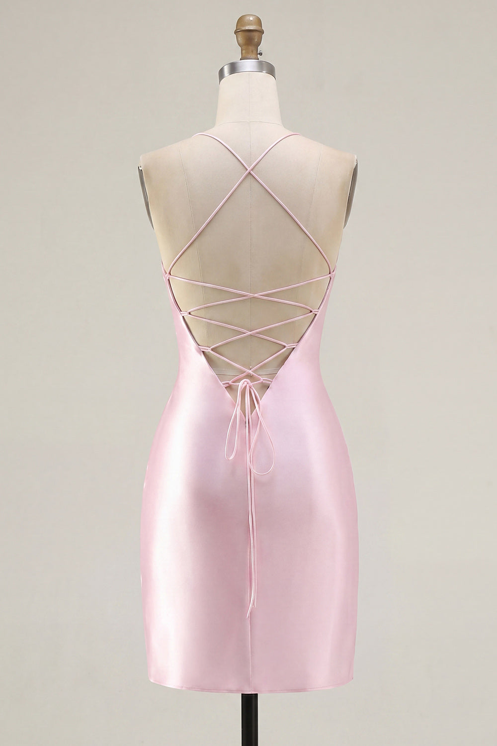 Sparkly Pink Ruched Corset Tight Short Beaded Homecoming Dress with Slit