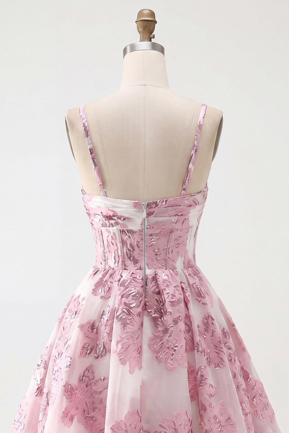 Keyhole Corset Sparkly Pink Floral Short Homecoming Dress with 3D Flower
