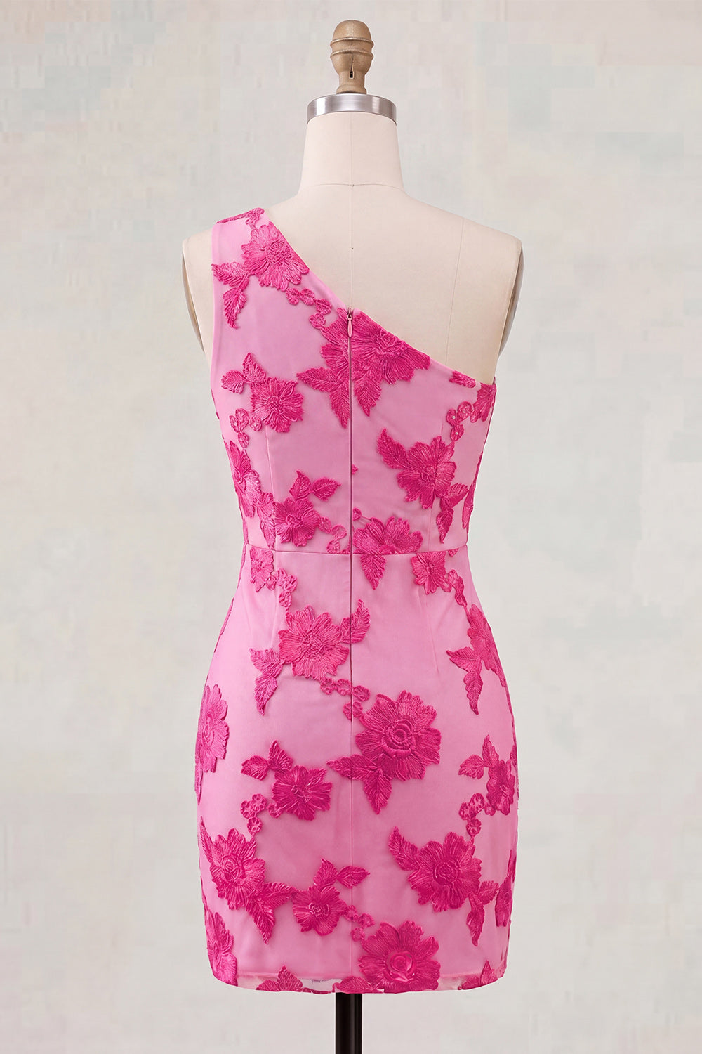 Butter Yellow One Shoulder Floral Tight Short Homecoming Dress