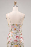 Sparkly Ivory Spaghetti Straps Beaded Floral Tight Short Homecoming Dress