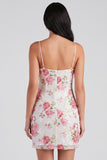 Sequins Floral Tight Short Sparkly Light Pink Homecoming Dress with Bow