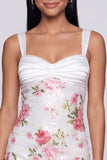 Sparkly Ivory Sequins Floral Thick Straps Short Tight Homecoming Dress