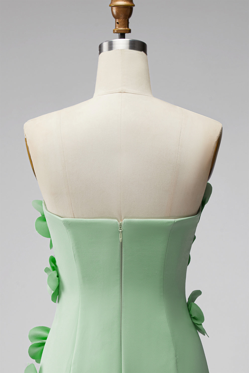 Sage Green Short Strapless Tight Homecoming Dress with 3D Flowers