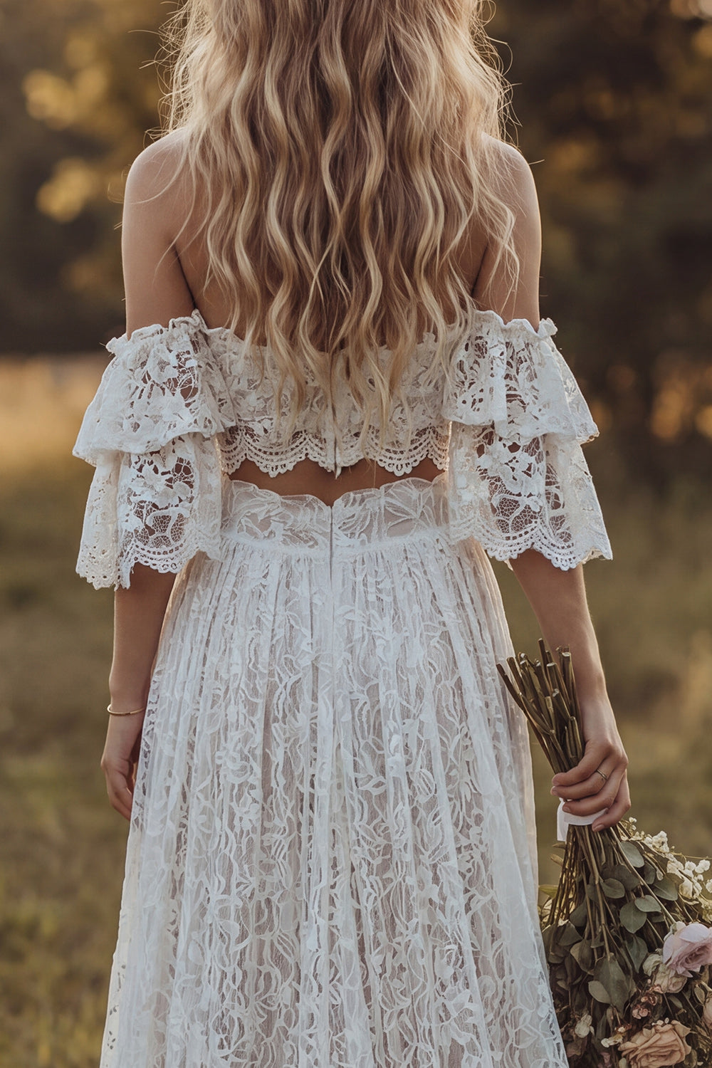 bohemian 2 piece dress Lace Wedding Dress - Bohemian