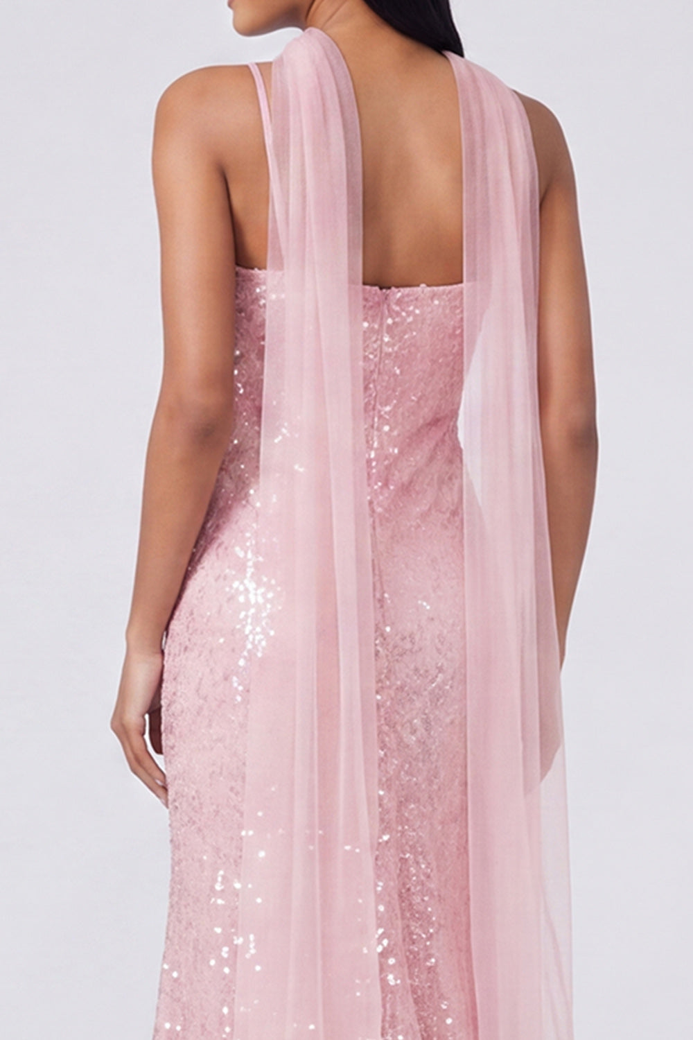 Sparkly Yellow V-Neck Sequins Mermaid Long Formal Dress with Slit