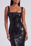 Sparkly Light Blue Sequins Square Neck Mermaid Long Formal Dress
