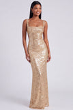 Sparkly Light Blue Sequins Square Neck Mermaid Long Formal Dress