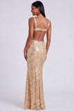 Sparkly Light Blue Sequins Square Neck Mermaid Long Formal Dress
