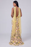 Butter Yellow Spaghetti Straps Floral Embroidered Mermaid Long Formal Dress