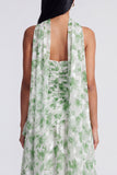 Light Green Strapless Floral Ruched A Line Long Formal Dress