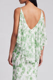 Light Green Floral V-Neck Mermaid Long Formal Dress with Ruffles