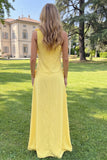 Yellow Sheath One Shoulder Floral Maxi Wedding Guest Dress
