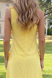 Yellow Sheath One Shoulder Floral Maxi Wedding Guest Dress