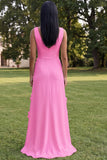 Butter Yellow Sheath V-Neck Floral Long Wedding Guest Dress