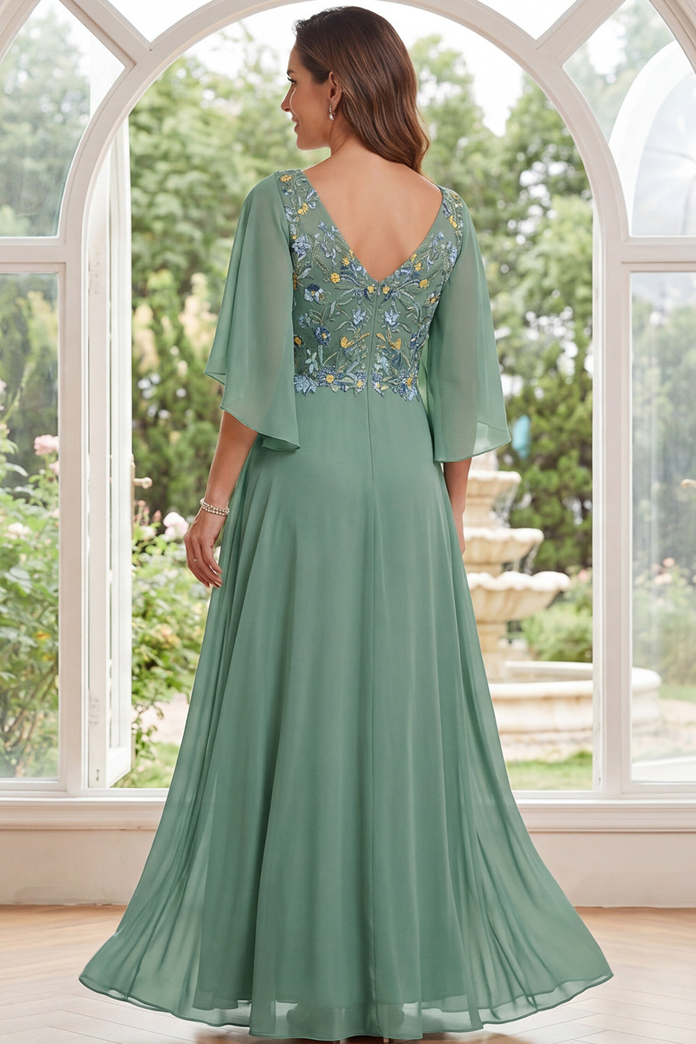 sage long sleeve dress Andie Bridesmaid in Model is wearing Sage Multi color. Sage Green Criss Cross Satin
