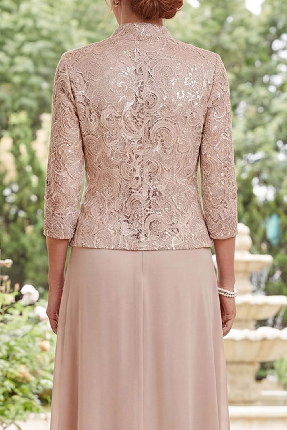 A Line Long Champagne Mother of the Bride Dress with Jacket