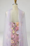 Floral Light Purple Long Mermaid Strapless Mother of the Bride Dress with Slit