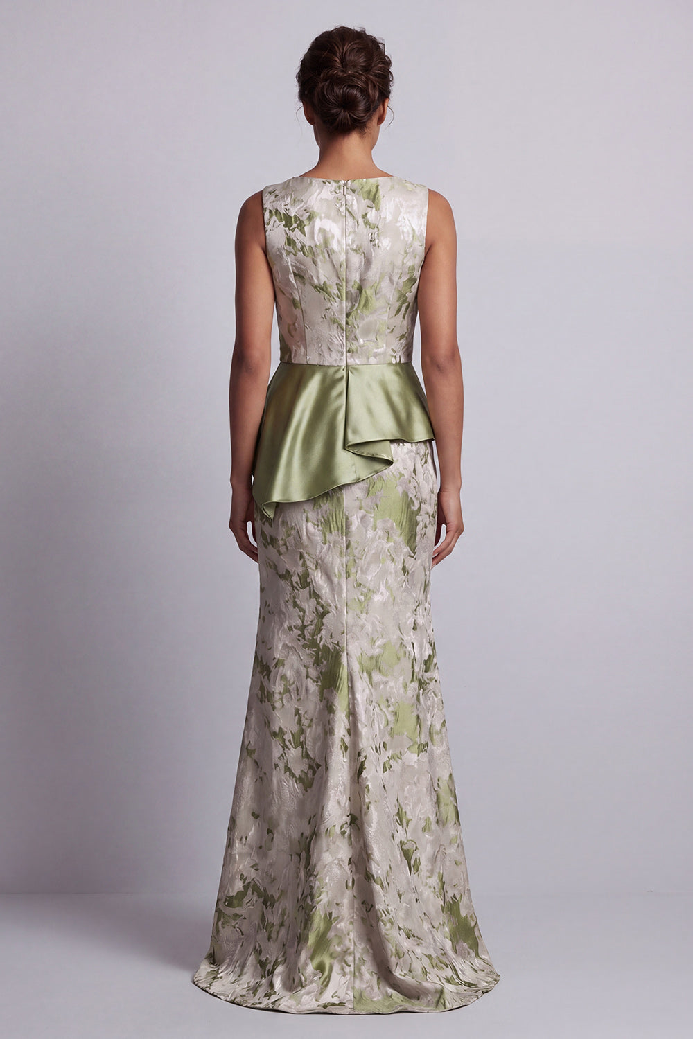 Light Green Floral Long Mermaid Ruched Mother of the Bride Dress with Sash