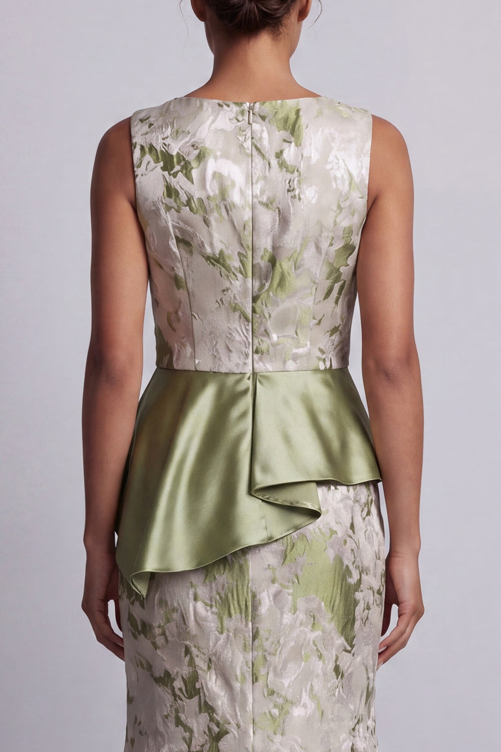 Light Green Floral Long Mermaid Ruched Mother of the Bride Dress with Sash