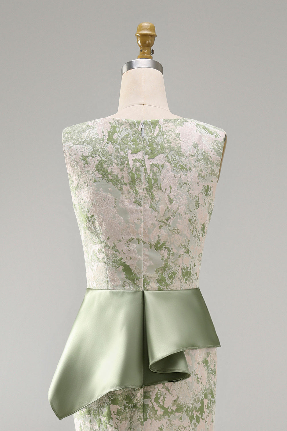 Light Green Floral Long Mermaid Ruched Mother of the Bride Dress with Sash