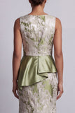 Light Green Floral Long Mermaid Ruched Mother of the Bride Dress with Sash