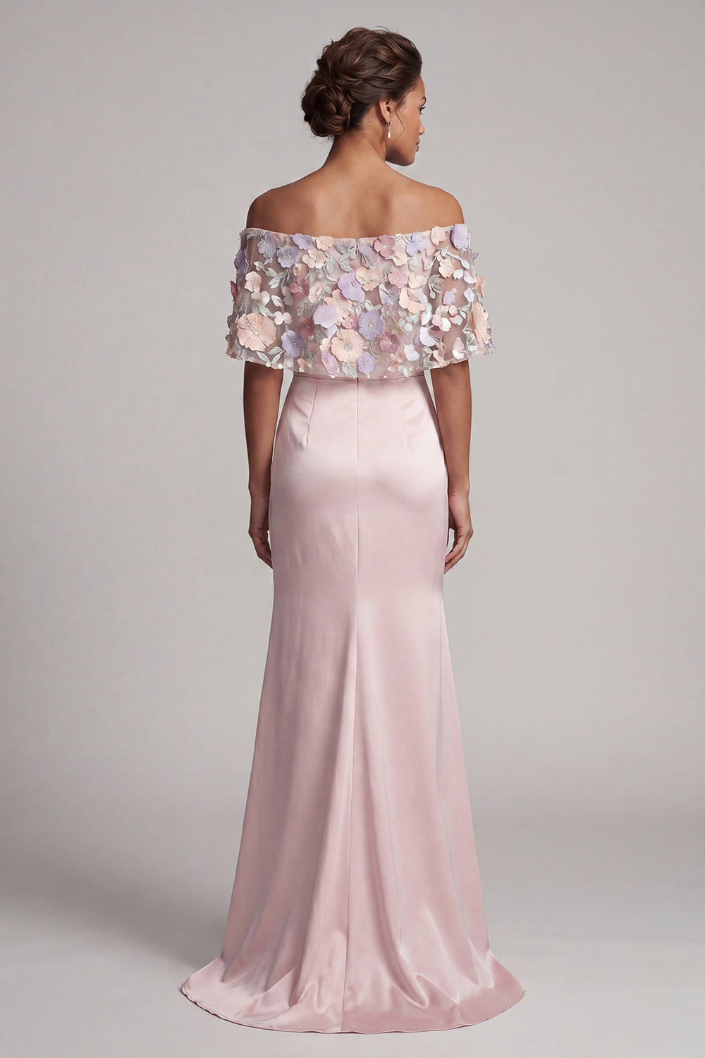 Blush Long Mermaid Floral Mother of the Bride Dress