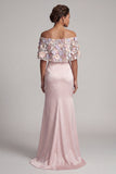 Blush Long Mermaid Floral Mother of the Bride Dress
