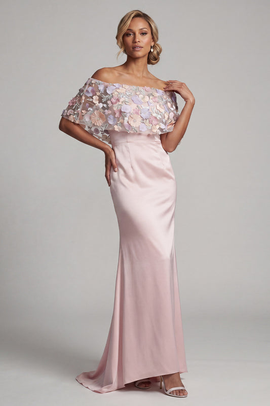 Blush Long Mermaid Floral Mother of the Bride Dress