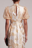 Keyhole Sparkly Champagne Long Floral Sheath Mother of the Bride Dress