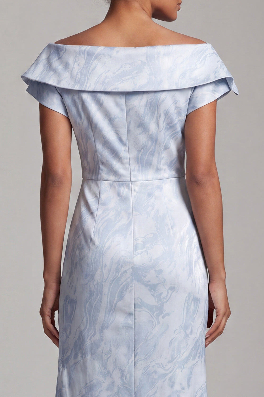 Mermaid Sky Blue Floral Long Mother of the Bride Dress with Slit