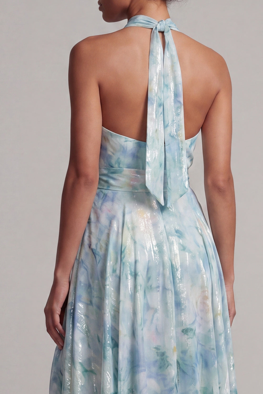 Keyhole A Line Light Green Floral Long Mother of the Bride Dress with Pockets