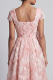 Square Neck Sparkly Blush Long A Line Beaded Mother of the Bride Dress