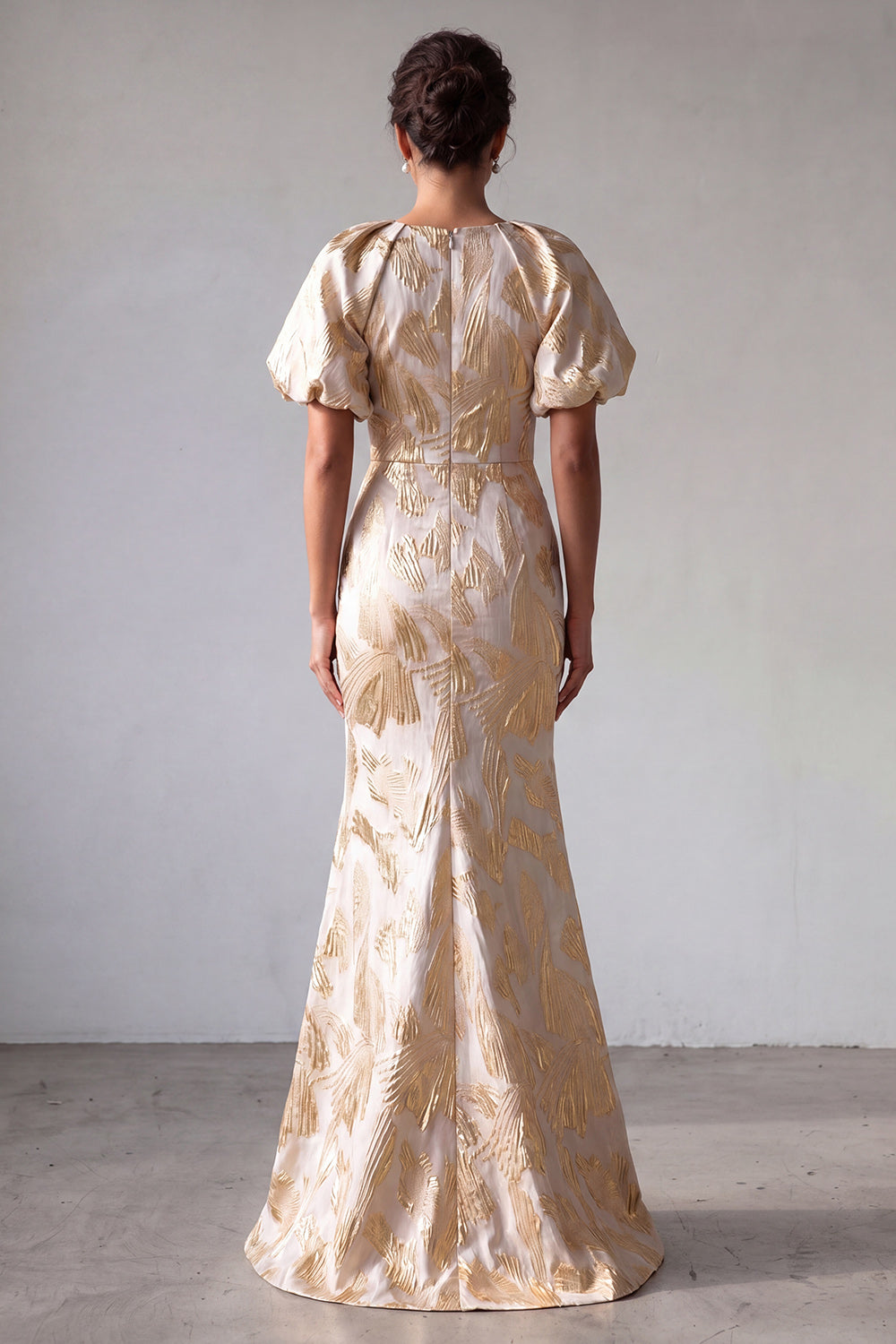 Mermaid Keyhole Sparkly Champagne Long Floral Mother of the Bride Dress