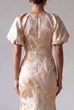 Mermaid Keyhole Sparkly Champagne Long Floral Mother of the Bride Dress