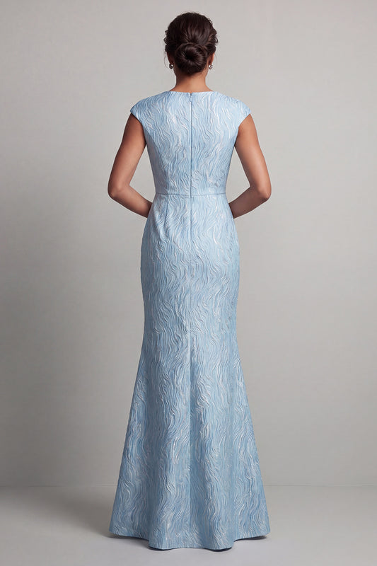 Blue Mermaid Long Mother of the Bride Dress with Slit