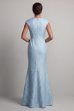 Blue Mermaid Long Mother of the Bride Dress with Slit