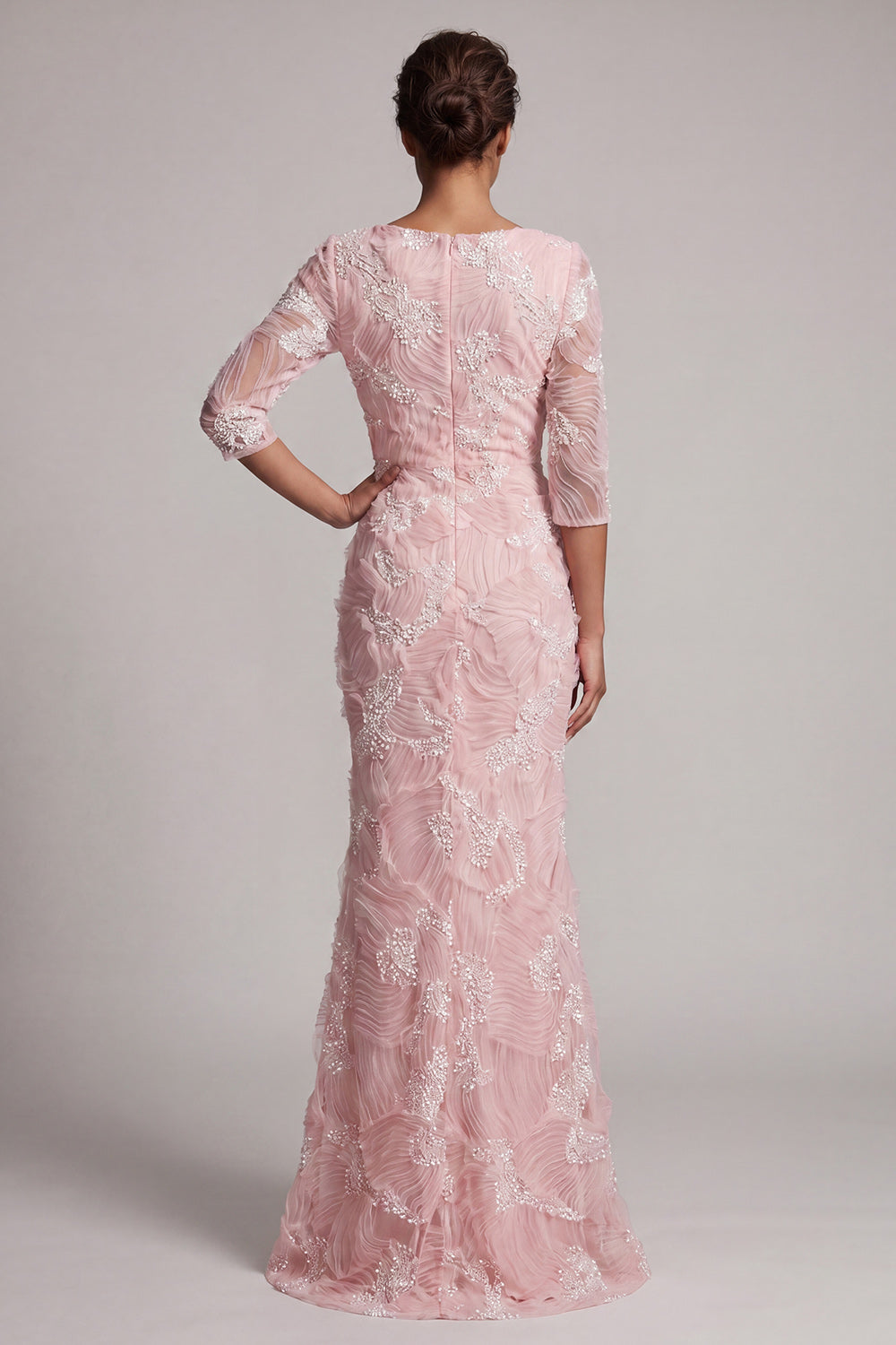 Zapakasa Women Sparkly Blush Long Floral Mother of the Bride Dress with Slit Beaded Mermaid Ruched Wedding Guest Dress Zapakasa Women Sparkly Blush Long Floral Mother of the Bride Dress with Slit Beaded Mermaid Ruched Wedding Guest Dress